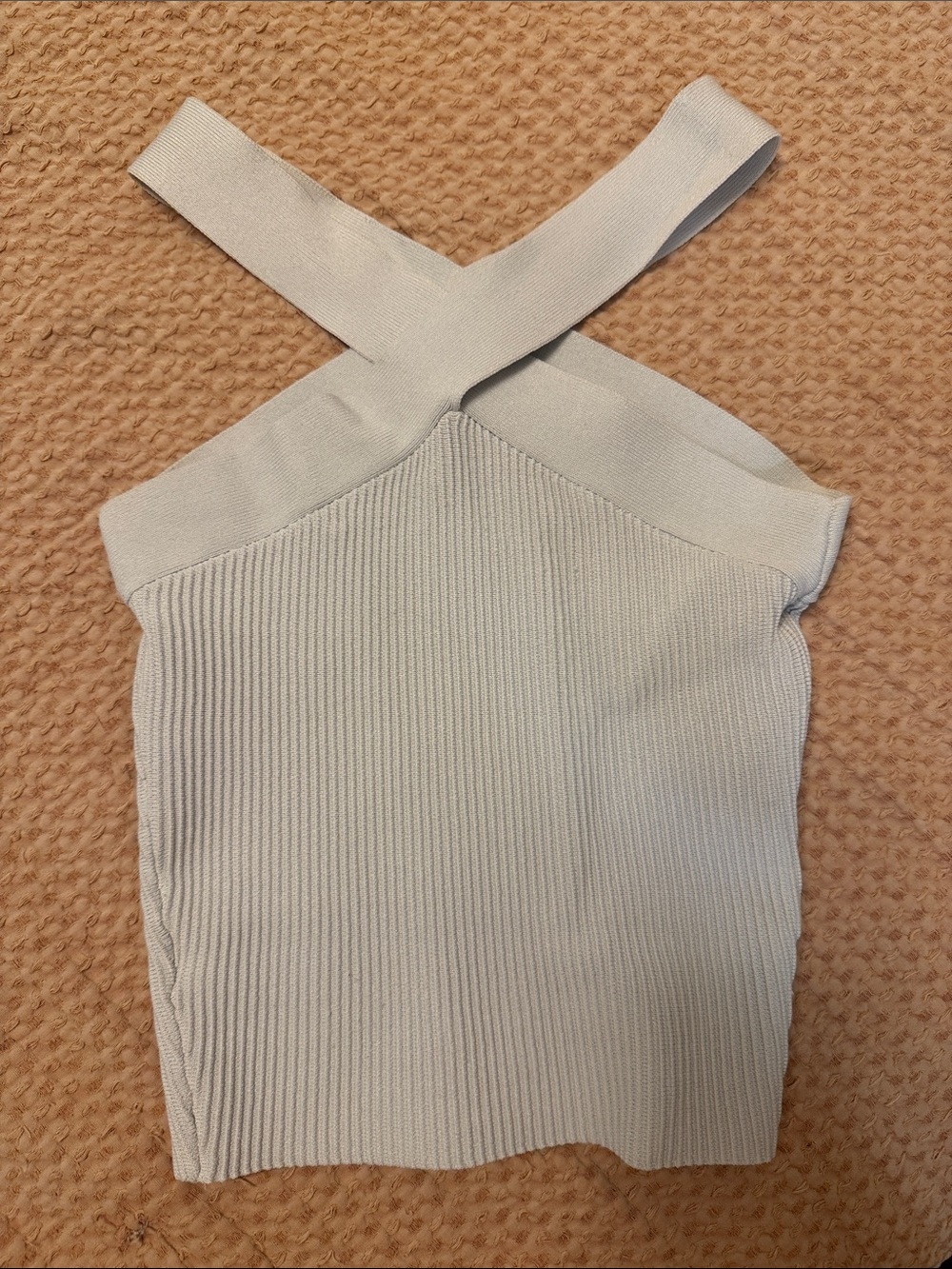 Aritzia Babaton Crisscross Ribbed Knit Tank - Light Gray
